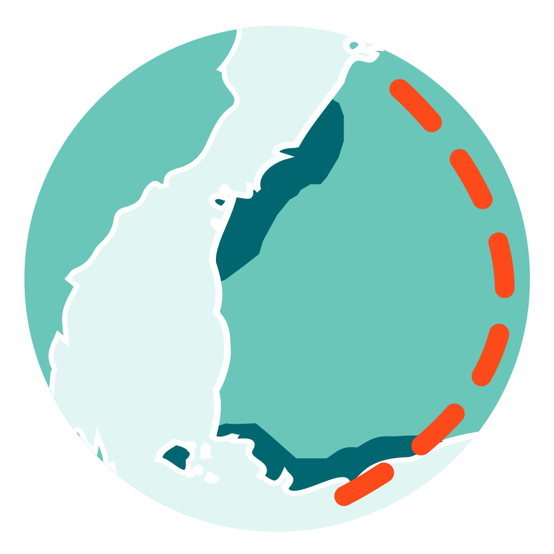 Svenskfinland och Åland utmarkerade på en grafisk karta